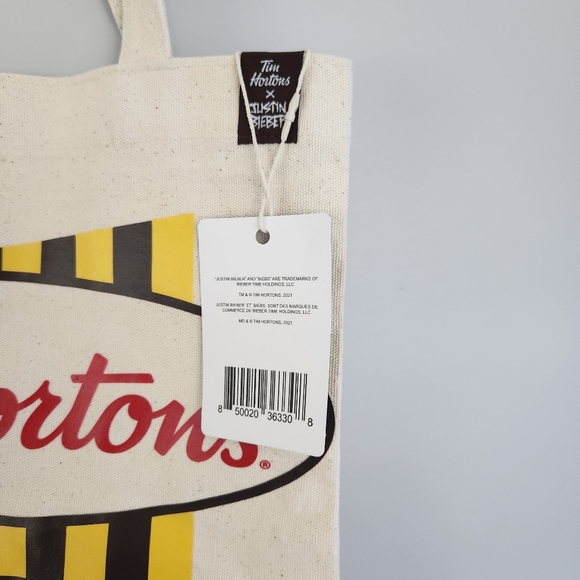 BNWT Tim Biebs Tote Bag Tim Hortons x Justin Bieber Collection - Picture 4 of 9